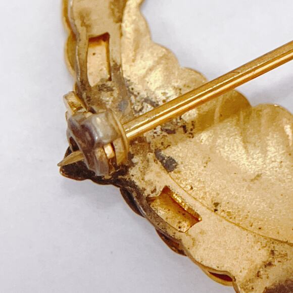 Antique 1910s 1920s Art Deco Rolled Gold Seed Pearl Laurel Wreath Brooch Pin VTG - Picture 8 of 11